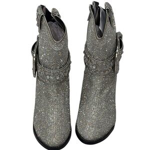 Cowboy boots Sheriff Shine clear rhinestones silver NEW w/box condition